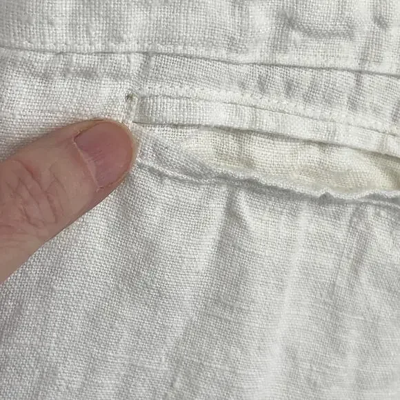 Johnny Was White Linen Y2K Lightweight Bermuda Shorts NEW Women Sz 6 / Small